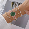 Diamond Steel Watch + Heart Bracelet Gift Set