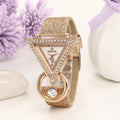 Women’s Stylish Watch Set – Triangular Diamond Quartz with Matte Strap