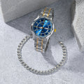 Men's Stainless Steel Quartz Watch Bracelet Necklace Ring Set