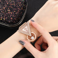 Women’s Stylish Watch Set – Triangular Diamond Quartz with Matte Strap