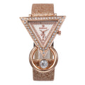 Women’s Stylish Watch Set – Triangular Diamond Quartz with Matte Strap