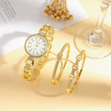 Ladies’ Fashion Round Diamond Quartz Watch & Bracelet Set