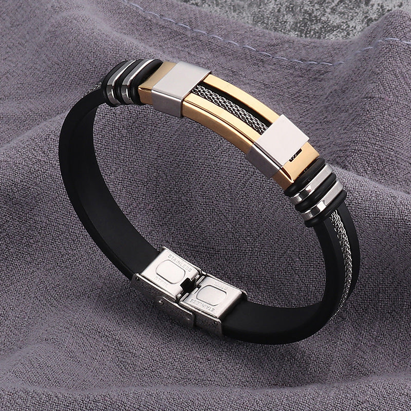 Men’s 3PCS Watch & Bracelet Set – Leather Watch with Steel Bangle & Beaded Bracelet