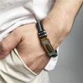 Men’s 3PCS Watch & Bracelet Set – Leather Watch with Steel Bangle & Beaded Bracelet
