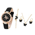Chic Butterfly Ladies Leather Watch Set – Stylish Accessory Set