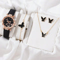 Chic Butterfly Ladies Leather Watch Set – Stylish Accessory Set